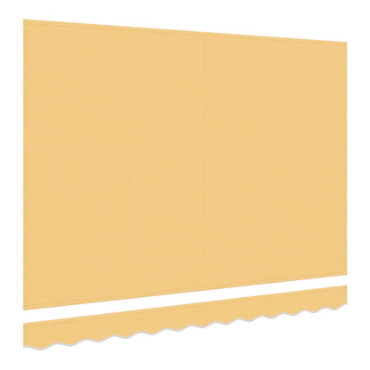 the awning canopy fabric laid out flat with the separate scalloped valance below