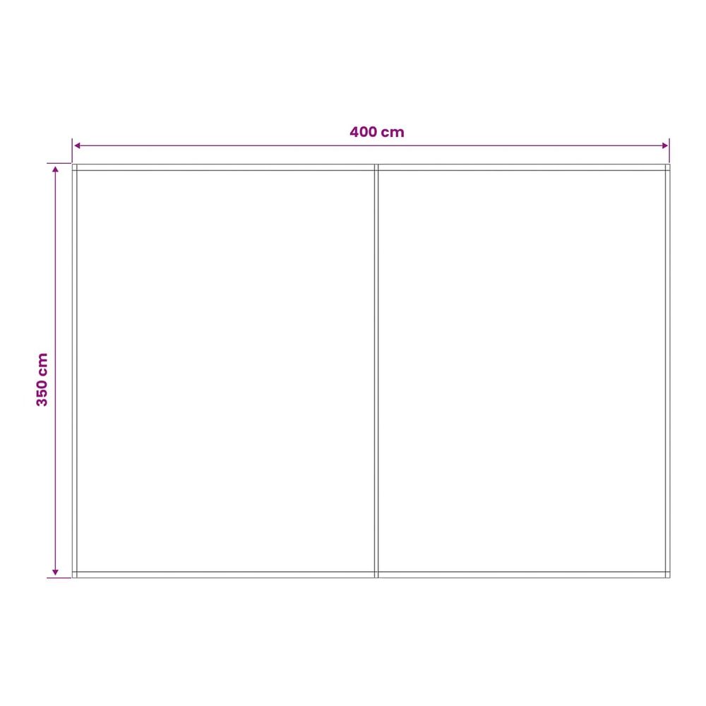 Diagram showing the dimensions of the awning fabric
