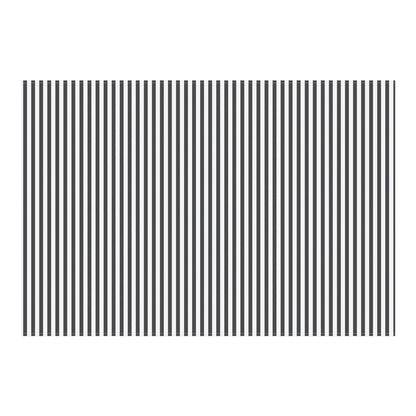 Close up of the awning fabric showing thick anthracite and white stripes