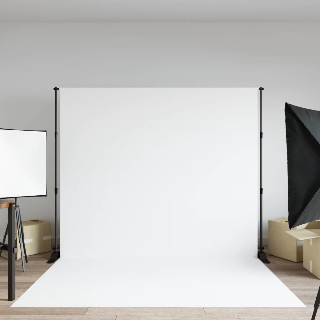 vidaXL Backdrop Stand Black set up in a studio with a white background screen