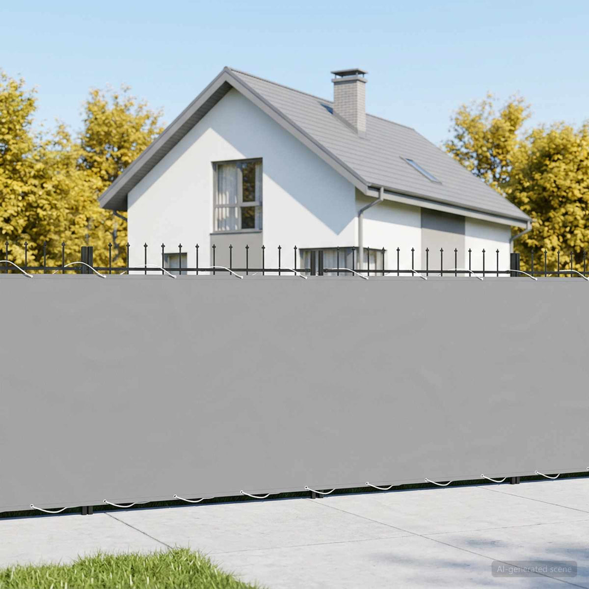 vidaXL Balcony Privacy Screen 1.2 x 15 m Fabric with PU Coated installed on a fence
