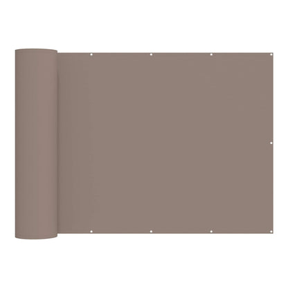 The taupe balcony privacy screen rolled up on one side