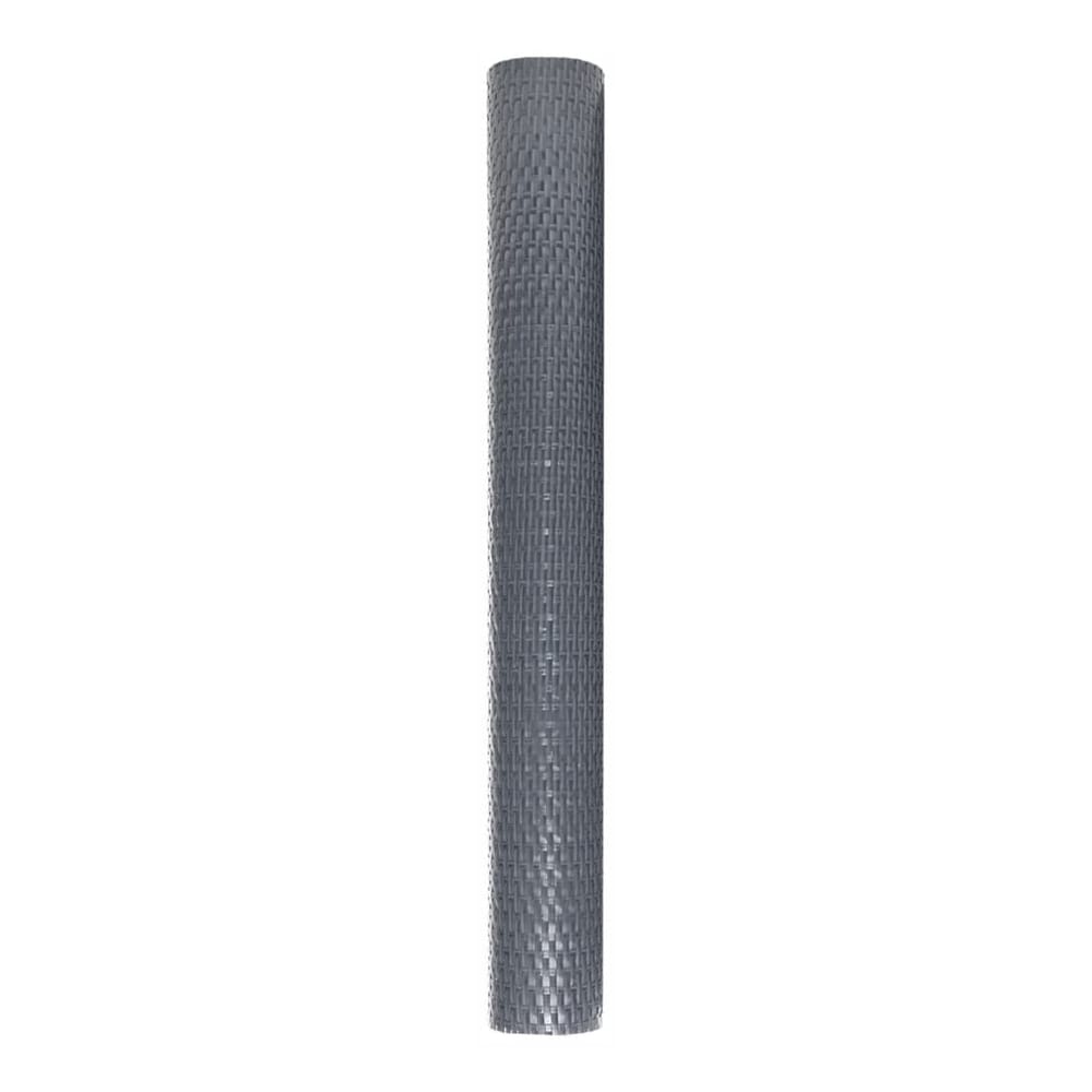 A roll of anthracite balcony screen material standing upright