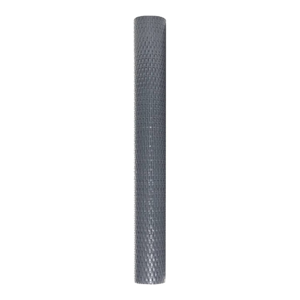 Full length view of the anthracite poly rattan balcony screen rolled vertically