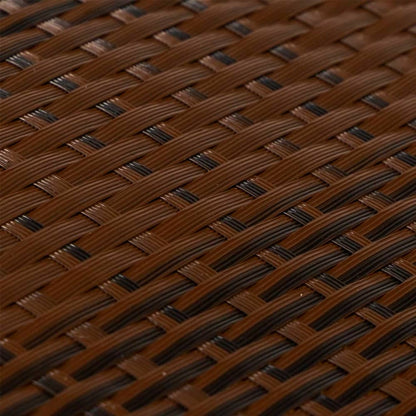 Detailed close-up of the woven texture of the brown and black poly rattan balcony screen