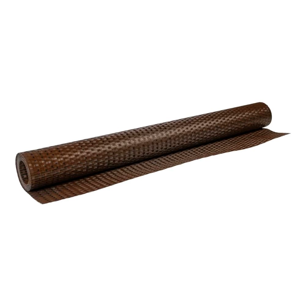 Unrolling the brown and black poly rattan balcony screen material