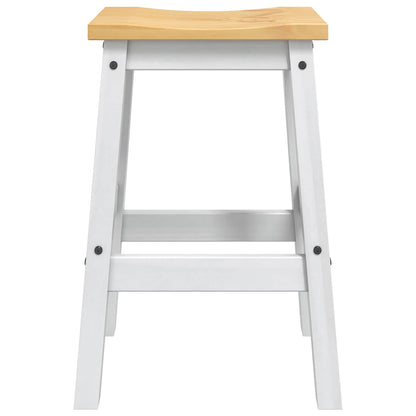 The side view of a white and honey wax bar stool