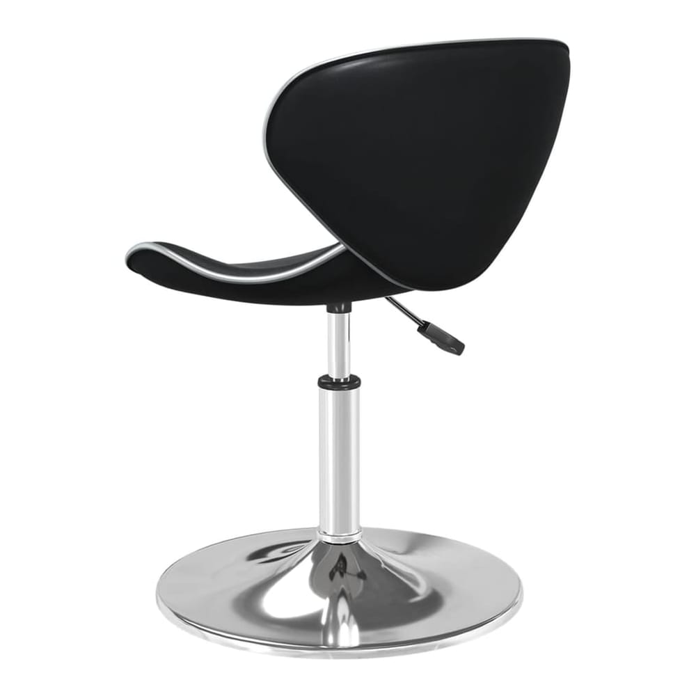 Rear view of the black faux leather bar stool with a curved backrest