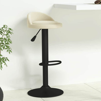 vidaXL Bar Stool Cream velvet seat and black metal base with adjustable height lever
