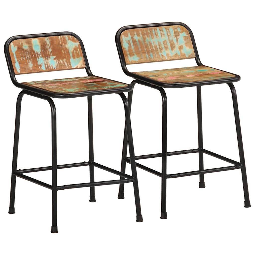 Bar Stools 46x35,5x80 cm Solid Wood Reclaimed 2 Width 46 cm Solid reclaimed wood