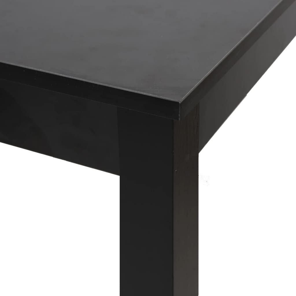 Close up of the corner and leg of the black bar table