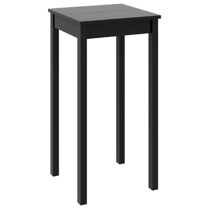 This black bar table has a square top and four straight legs