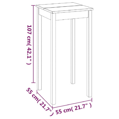Outline drawing of the bar table with dimensions