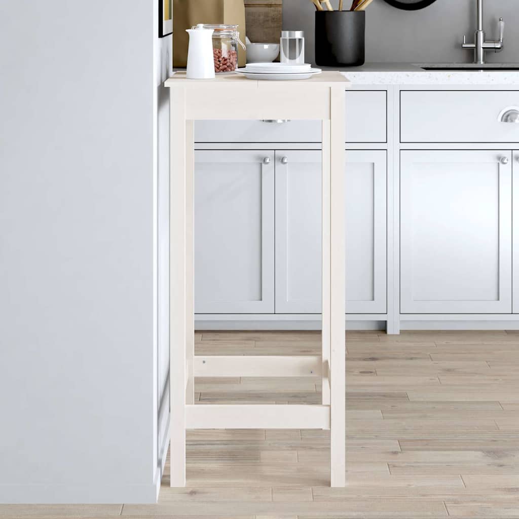 vidaXL Bar Table White Solid Wood Pine standing in a modern kitchen setting