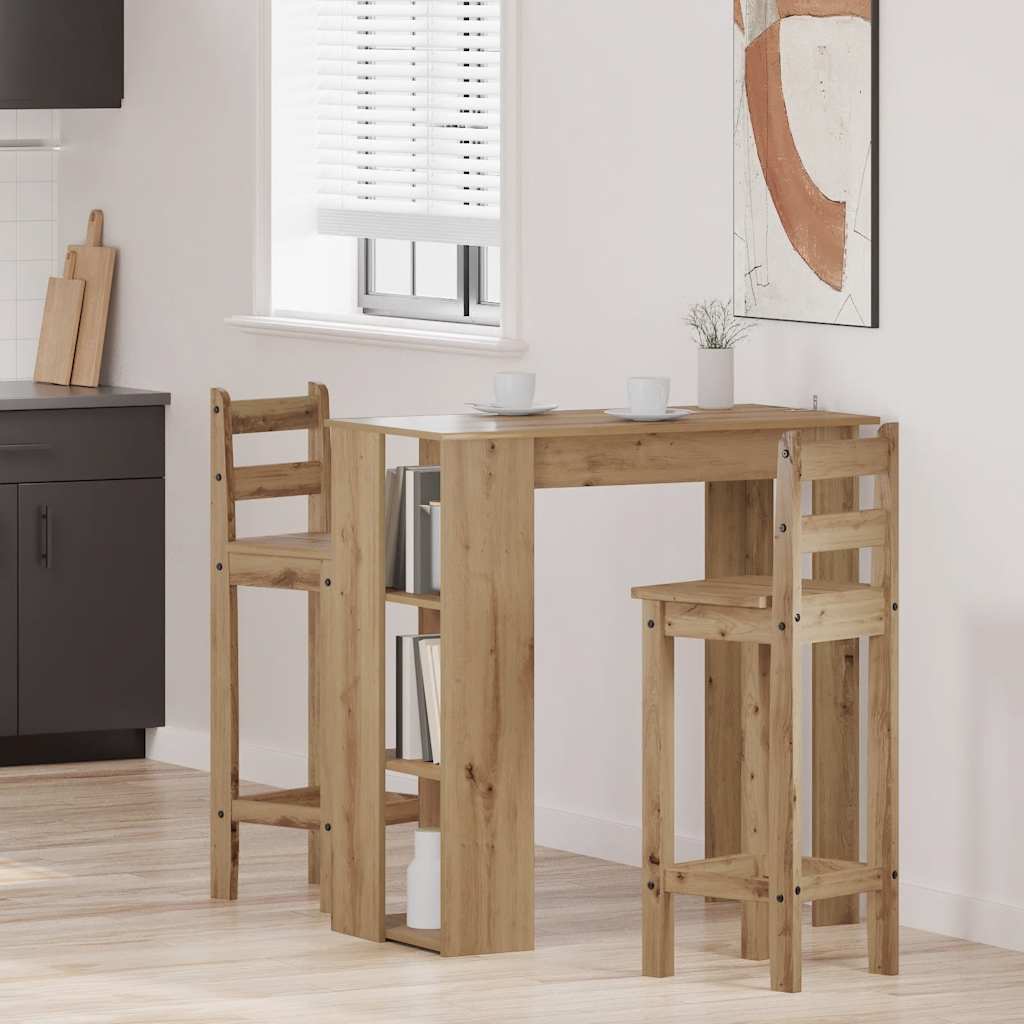 Bar Table with Shelf 102x50x103,5 cm Engineered Wood Artisan oak