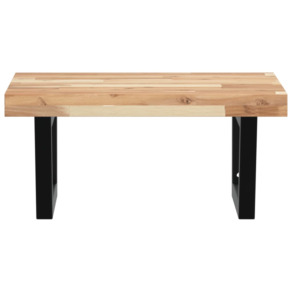 Wooden shelf with black metal legs, a bathroom vanity unit