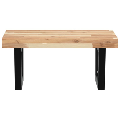 Wooden shelf with black metal legs, a bathroom vanity unit
