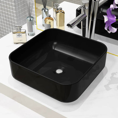 Basin Square Ceramic 39x39x13,5 cm Black