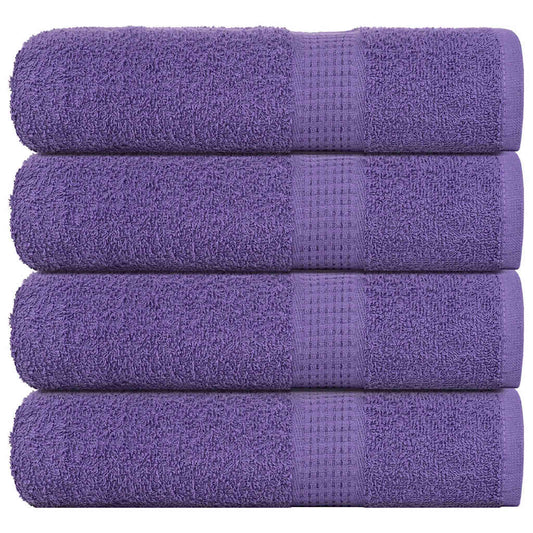 vidaXL Bath Towels FROGN 4 pcs Purple stacked neatly on top of each other