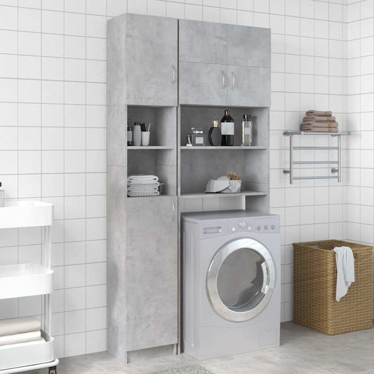 Bathroom Cabinet 32x25,5x190 cm Engineered Wood Concrete grey