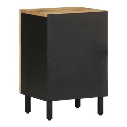 Rear view of the solid wood mango bathroom cabinet with black sides