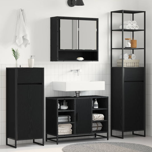Bathroom Cabinet Engineered Wood Black oak