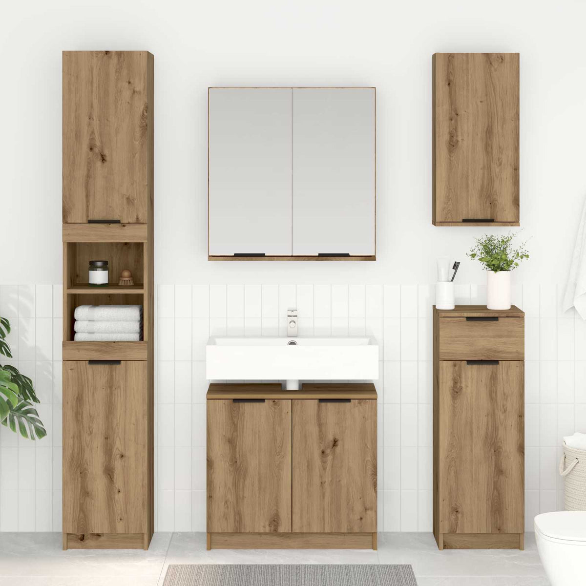 Bathroom Cabinet 64,5x33,5x59 cm Engineered Wood Artisan oak