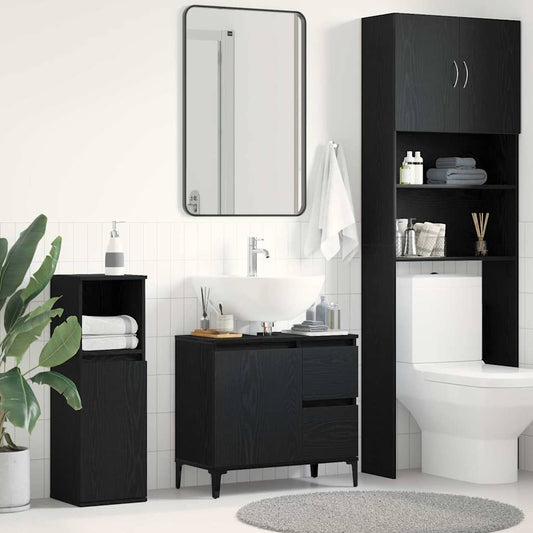 Bathroom Cabinet 65x33x60 cm Engineered Wood Black oak