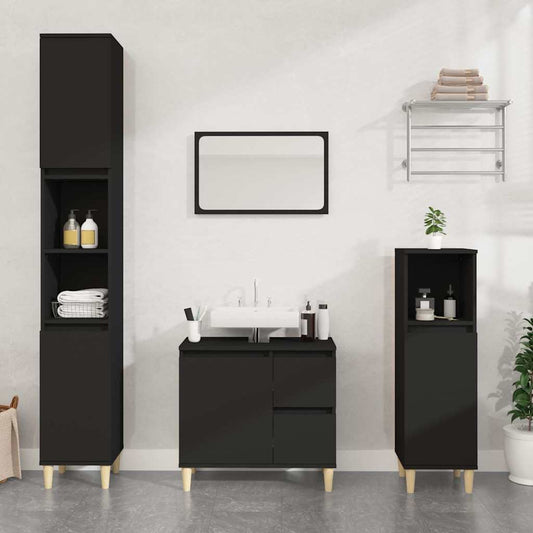 Bathroom Cabinet 65x33x60 cm Engineered Wood Black