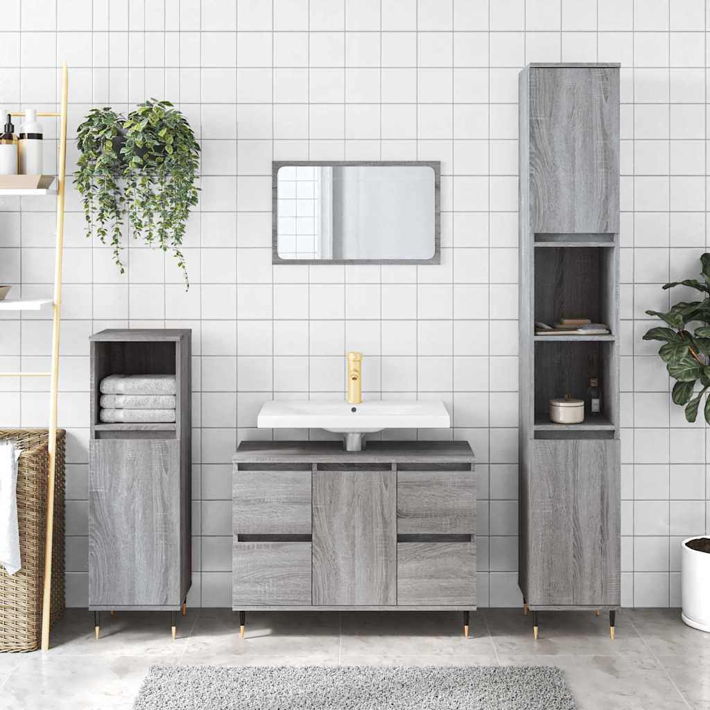 Bathroom Cabinet 80x33x60 cm Engineered Wood Grey sonoma