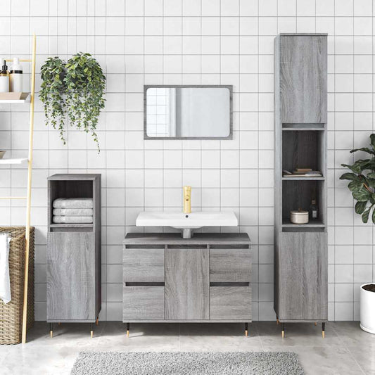 Bathroom Cabinet 80x33x60 cm Engineered Wood Grey sonoma