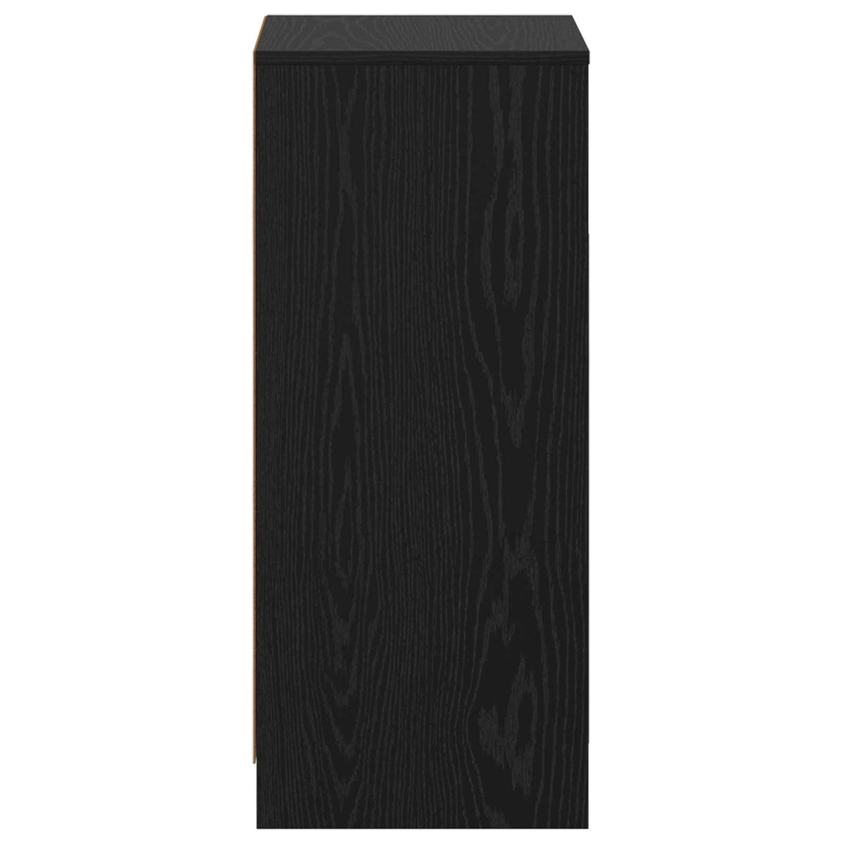 Side view of the black oak bathroom vanity unit