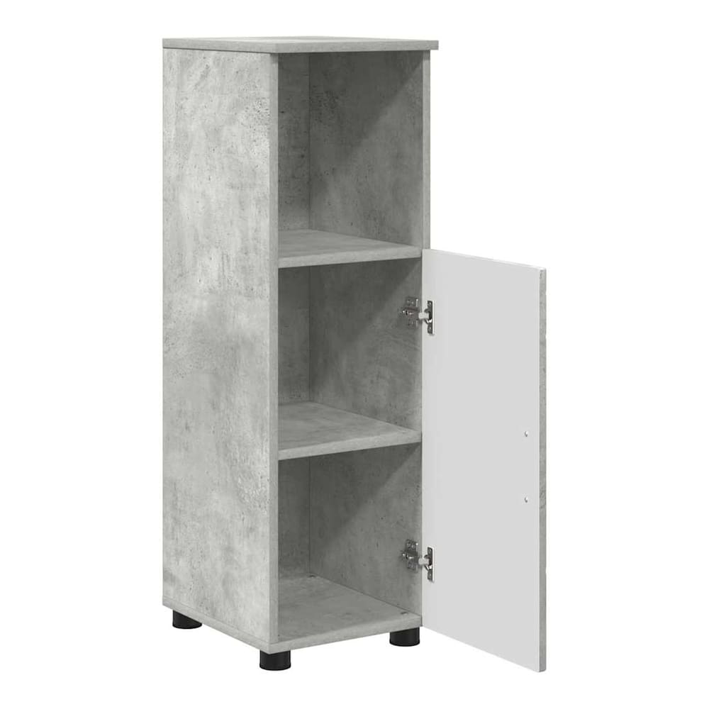 Open bathroom cabinet showing two shelves inside and the white interior of the door