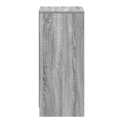 Side view of the grey Sonoma engineered wood bathroom cabinet