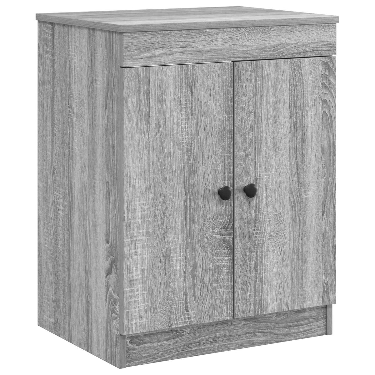 The bathroom cabinet in grey Sonoma engineered wood, shown from the front