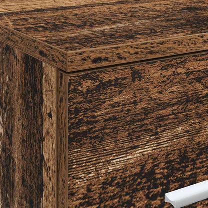 Close up of the textured wood effect surface of the cabinet