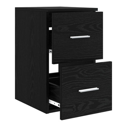 Black oak effect bathroom cabinet with two drawers open