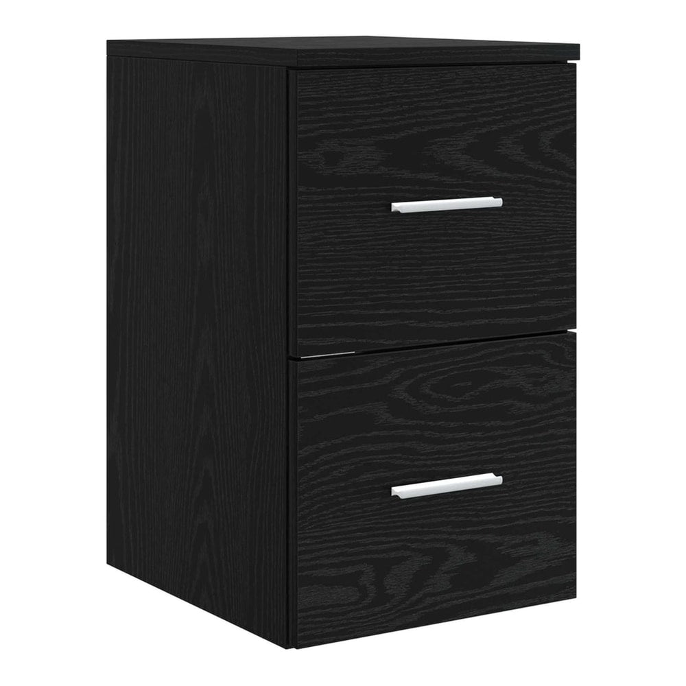 Black oak effect bathroom cabinet with two drawers