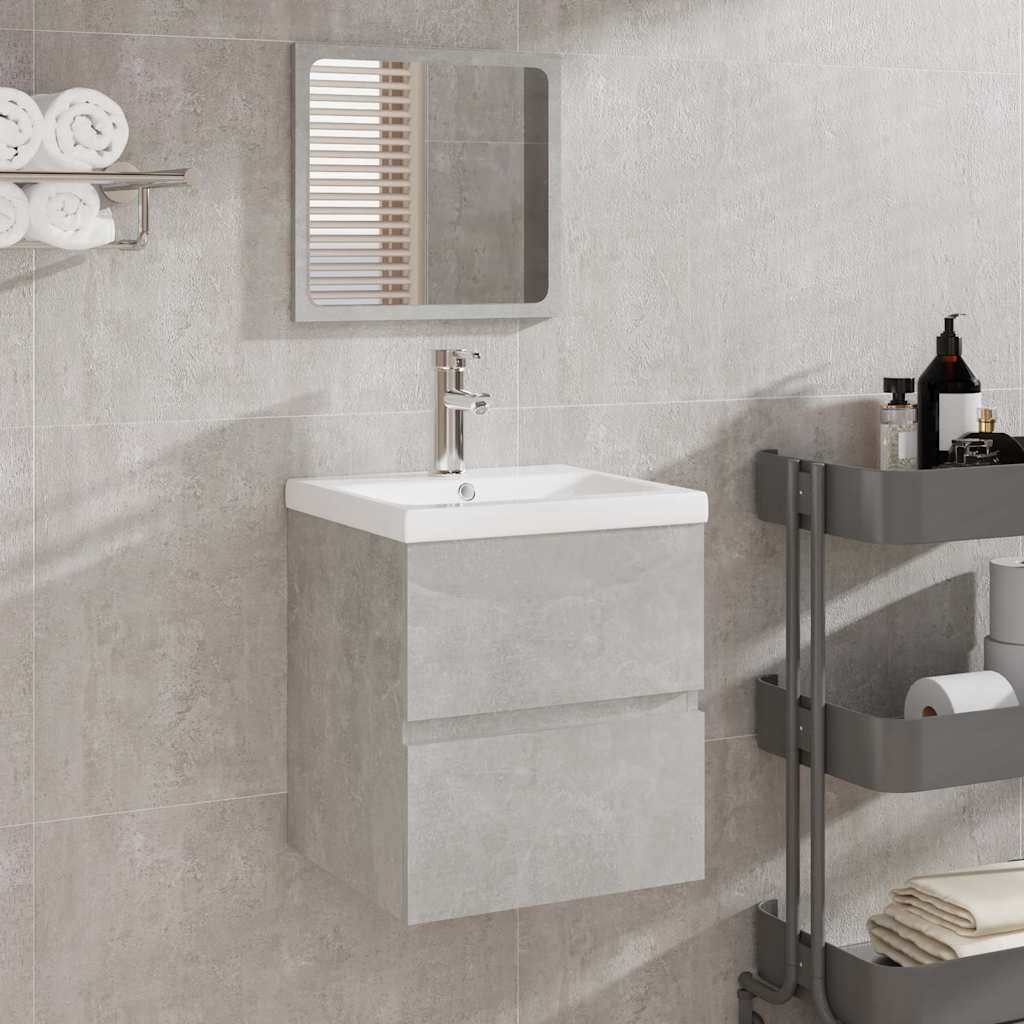 Bathroom Cabinet with Mirror Engineered Wood Concrete grey
