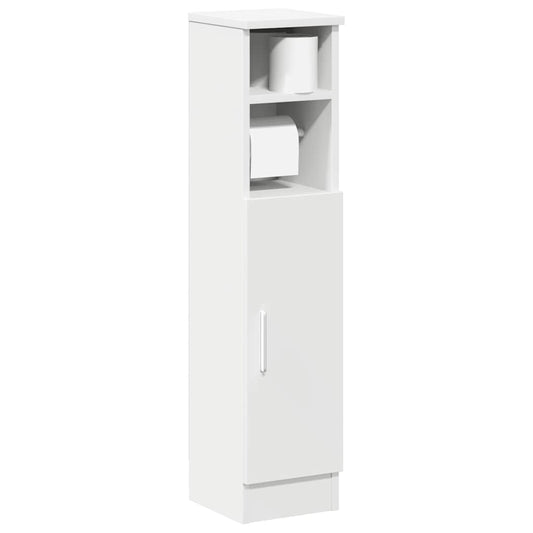 vidaXL Bathroom Cabinet with Roll Holder White with toilet paper rolls on the shelves