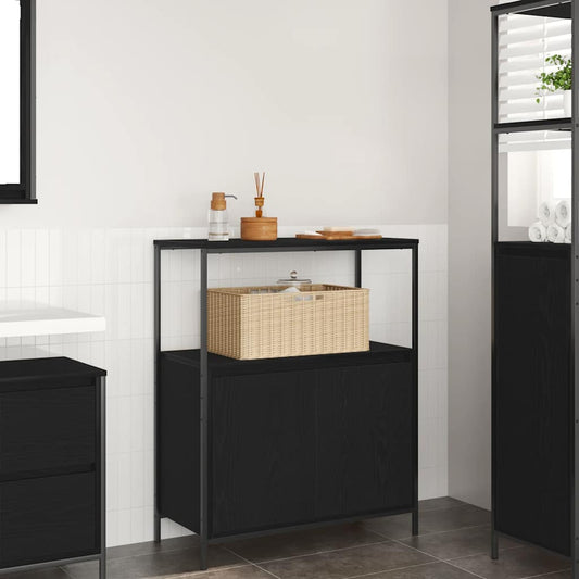 Bathroom Cabinet with Shelves 76,5x35x95 cm Black oak