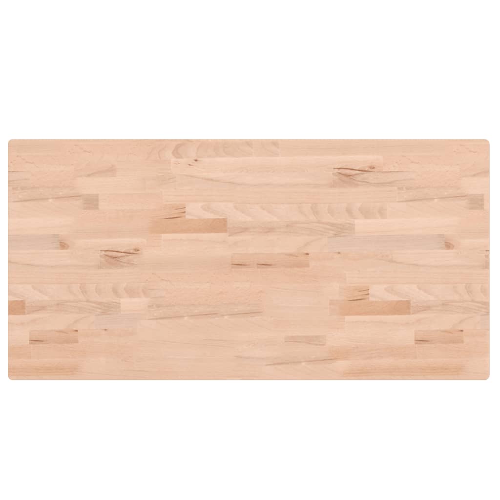 The solid wood beech countertop showing its plank construction