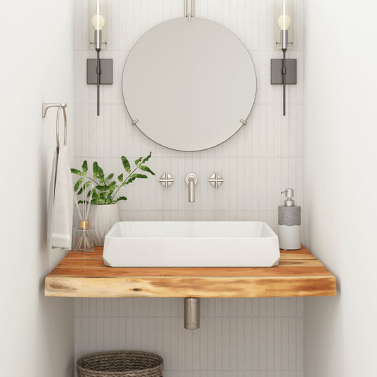 vidaXL Bathroom Countertop Rectangular Solid Wood Acacia shown as a bathroom vanity top with a sink