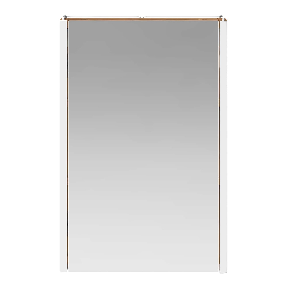 The mirrored door of the bathroom vanity unit