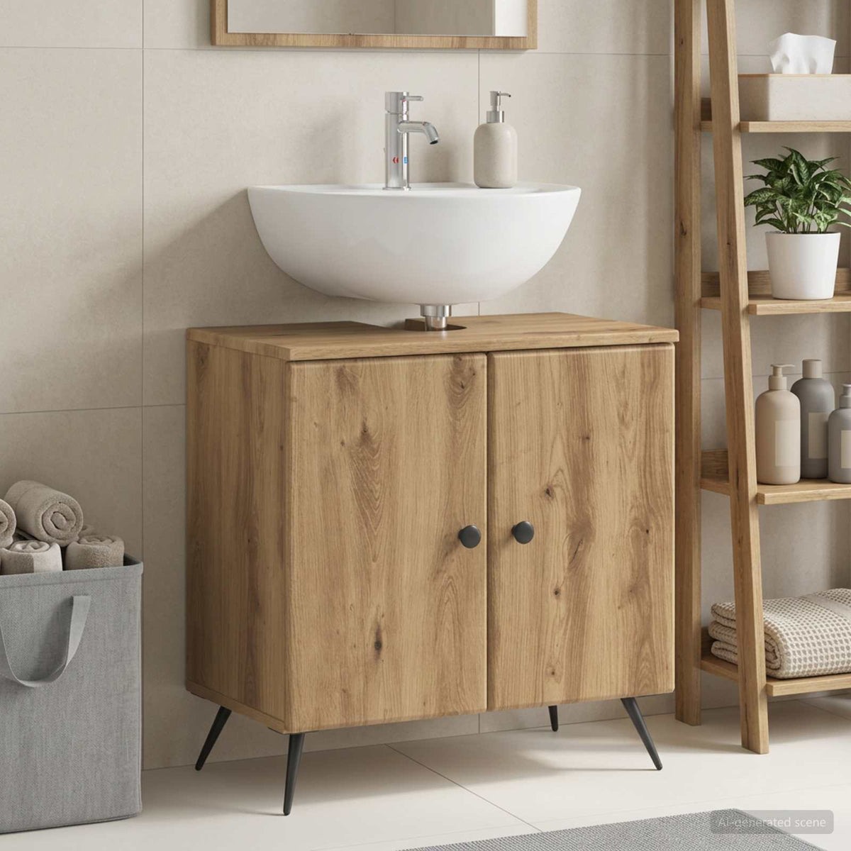 Bathroom Sink Cabinet BREDA 59.5 x 31.5x 59 cm Artisan oak