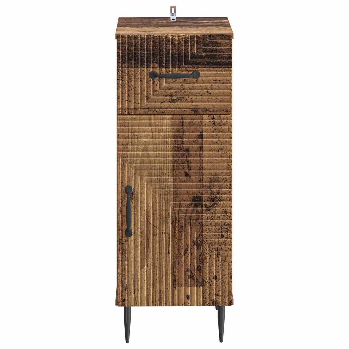 A tall bathroom vanity unit with a single drawer and a cupboard door