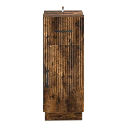the bathroom vanity unit a tall narrow cabinet with a drawer and a door