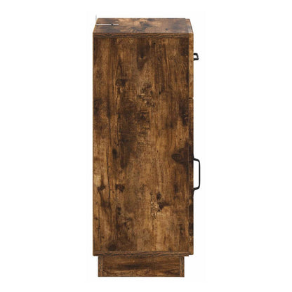the bathroom vanity unit a tall narrow cabinet seen from the side