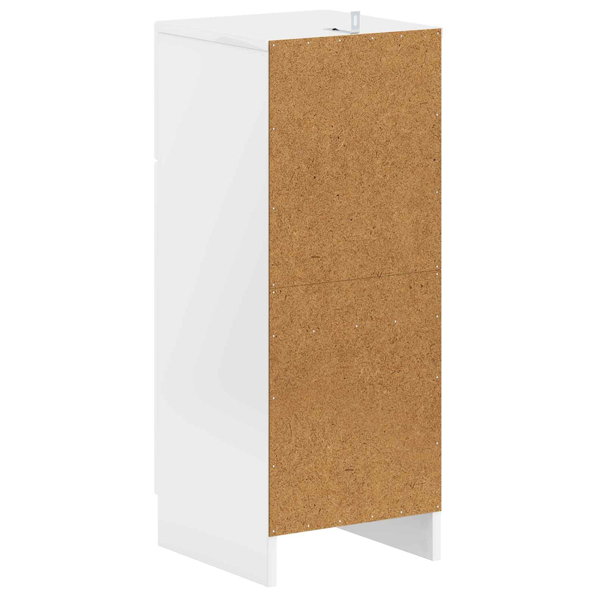 The bathroom vanity unit viewed from the back showing the wooden panel
