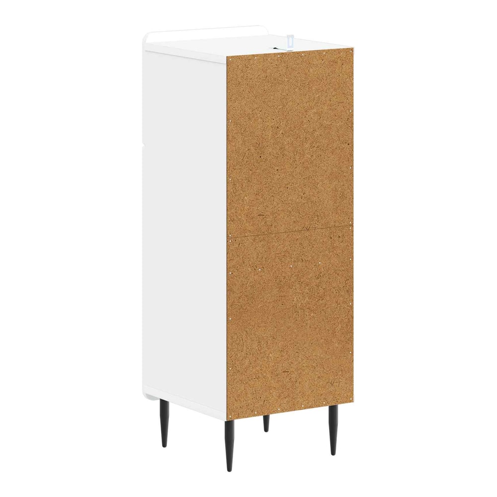 The back of the white bathroom vanity unit showing the construction